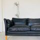 Vintage Danish black leather canapé by Mogens Hansen from the 1960s.