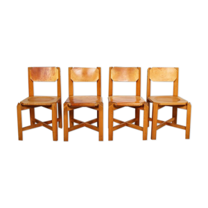 Ensemble de 4 chaises - cuir