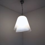 1970s Murano glass "Giglio" double dome pendant lamp by LAMPERTI