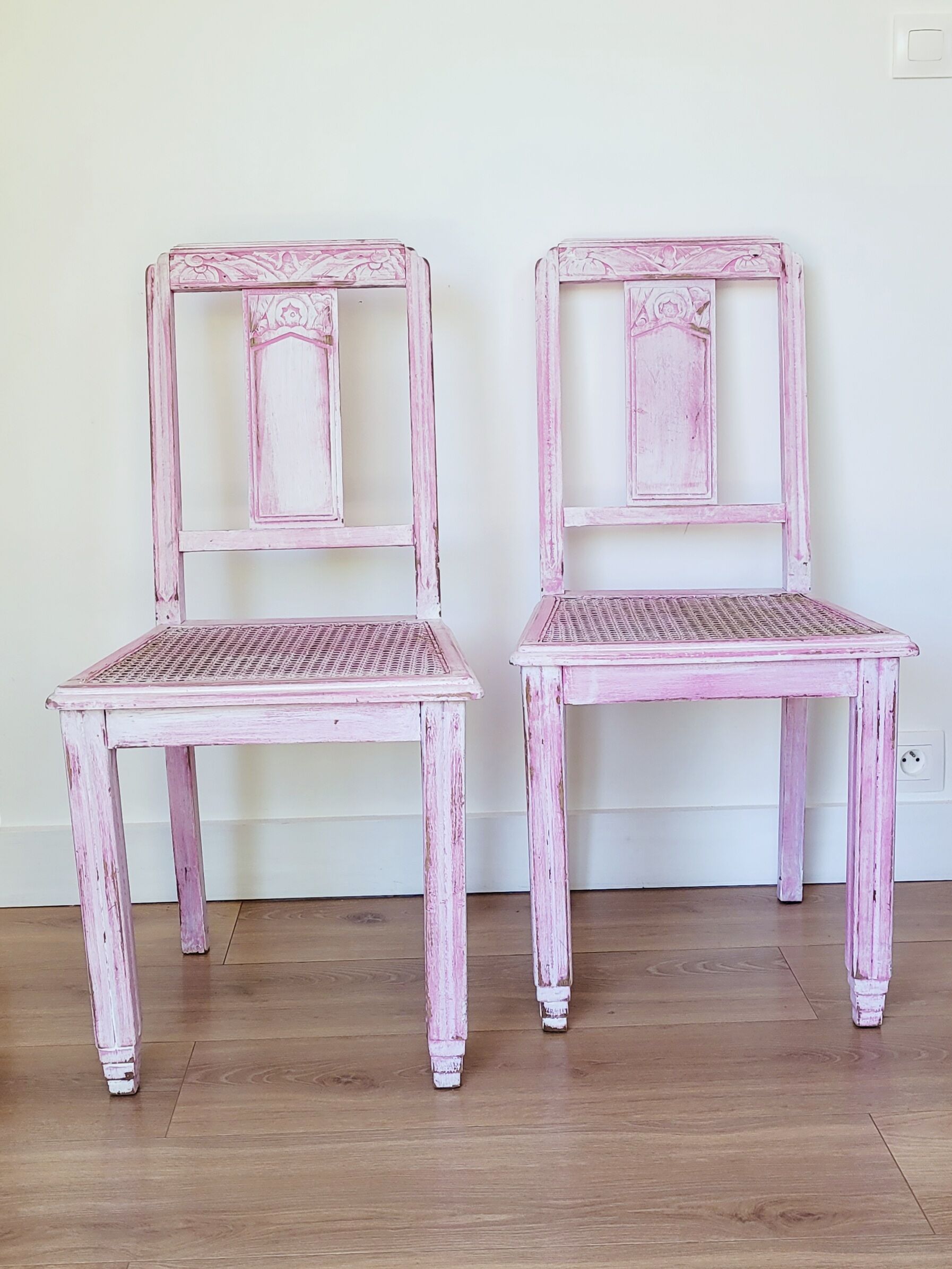 Lot de 2 chaises bois et cannage année 30