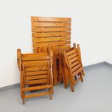 Vintage garden furniture set consisting of a table with extensions and 4 armchairs