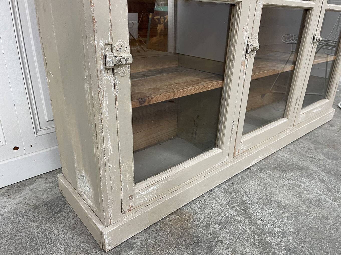 Old 1900 wooden grocery store display case with shelves