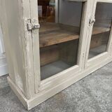 Ancienne vitrine à étagères d'épicerie 1900 en bois