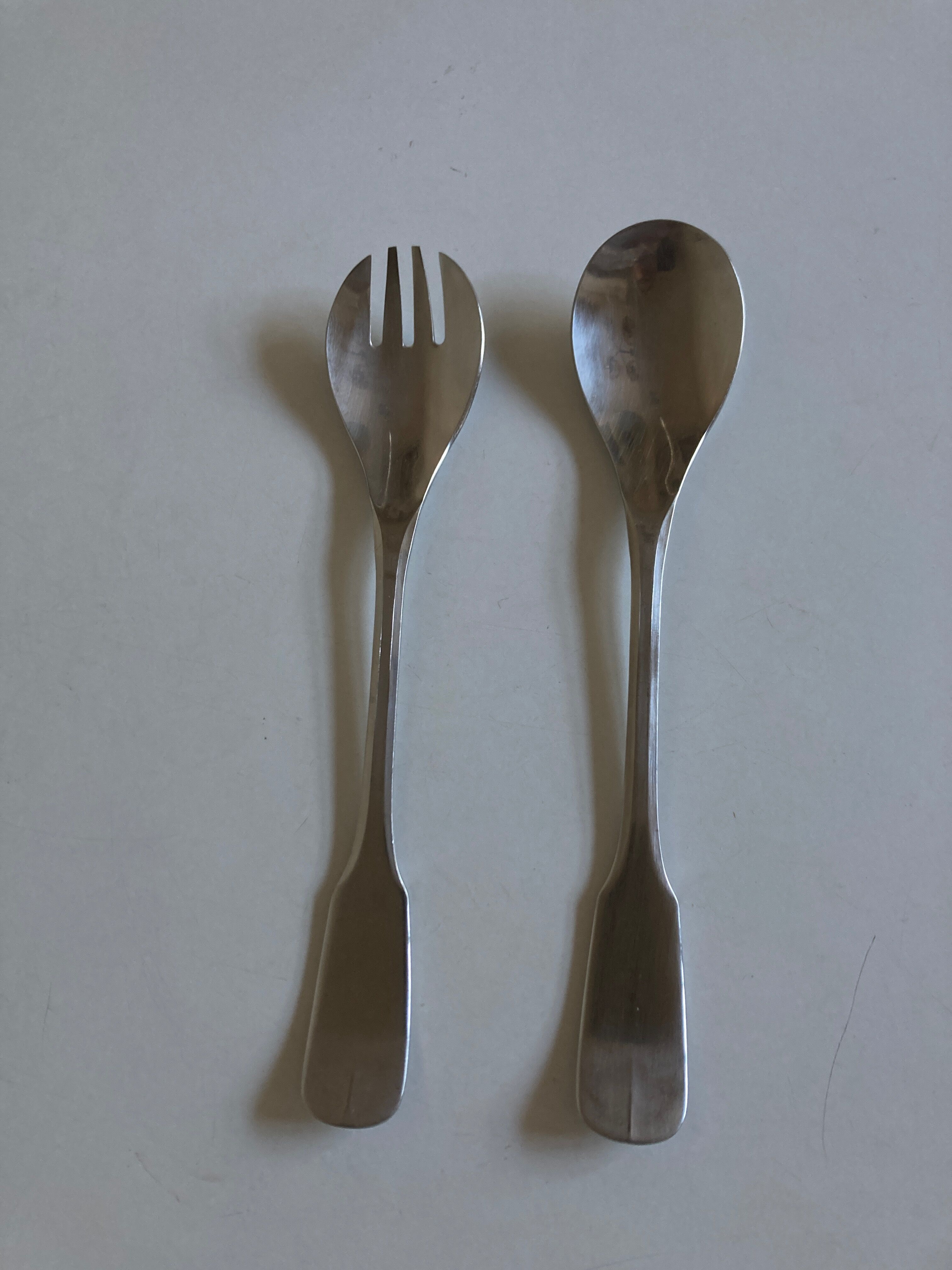 Salad cutlery 1970 brushed stainless Vieux Paris