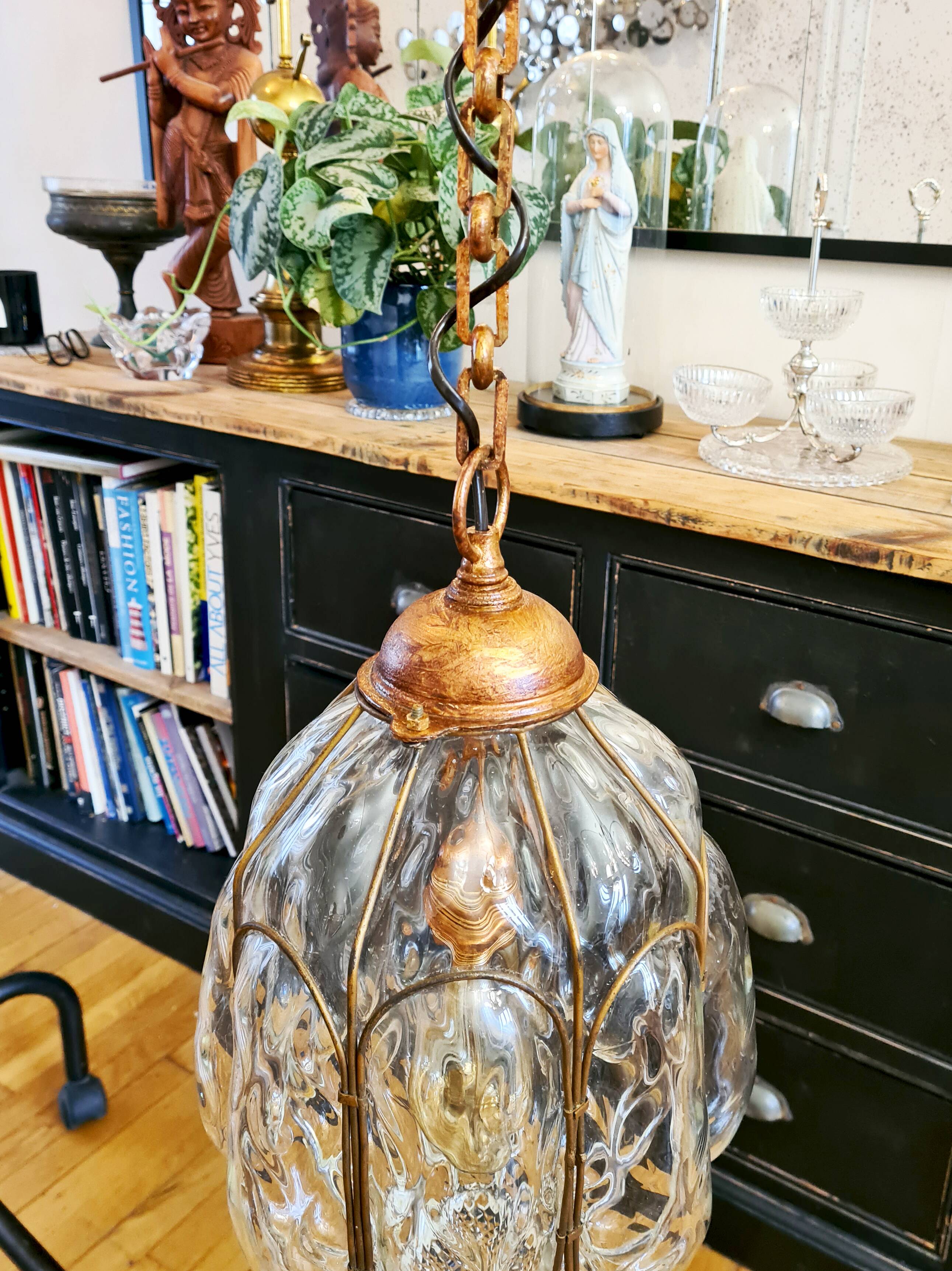 Murano glass hand-blown pendant light, mid-20th century