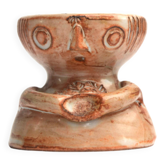 Handcrafted anthropomorphic egg cup or candle holder