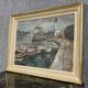 Painting / oil on canvas Art Deco period circa 1940 port view