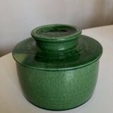 Glazed green earthenware butter dish Foucart Jourdan 1960