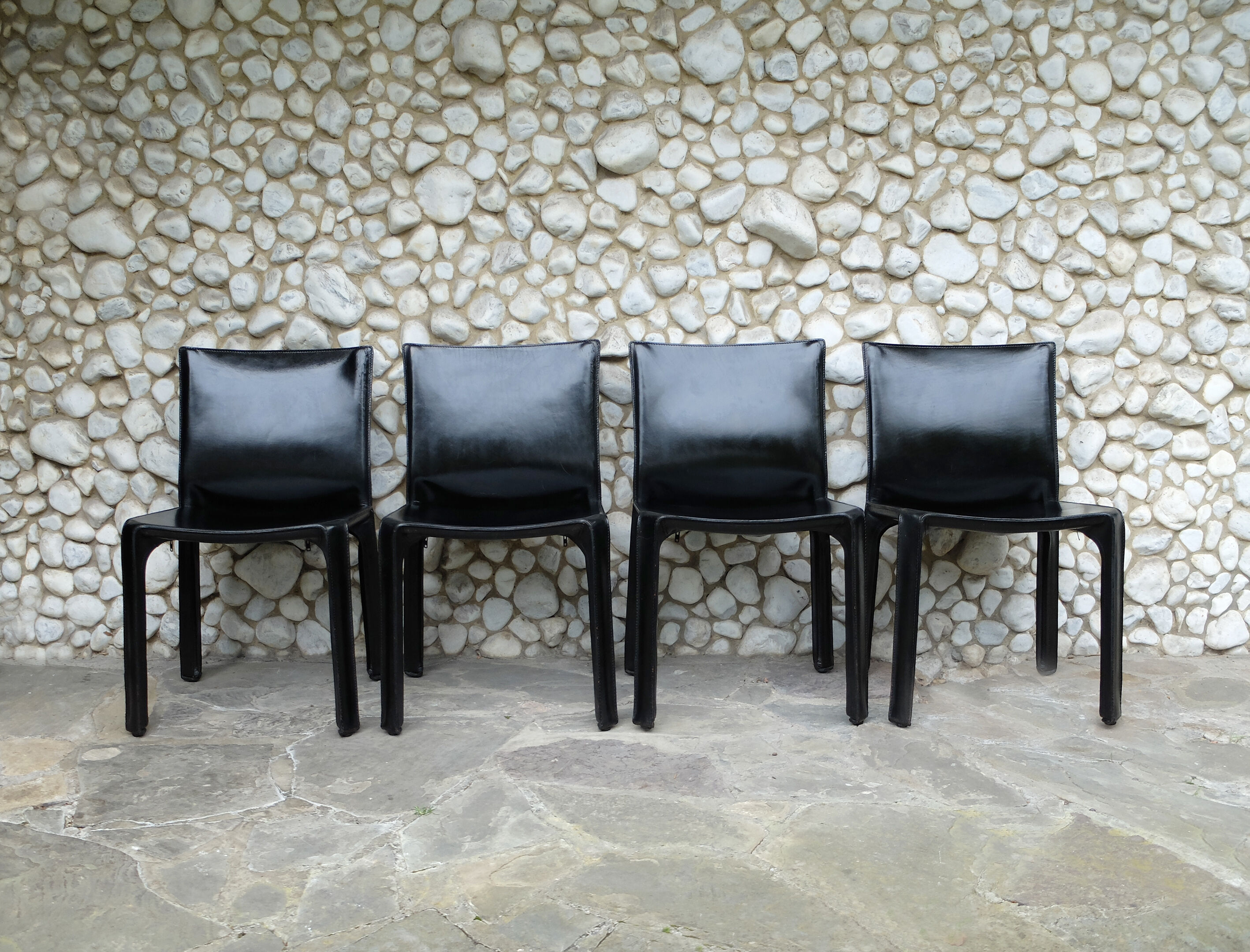 Vintage CAB 412 chairs, Mario Bellini design for Cassina, set of 4