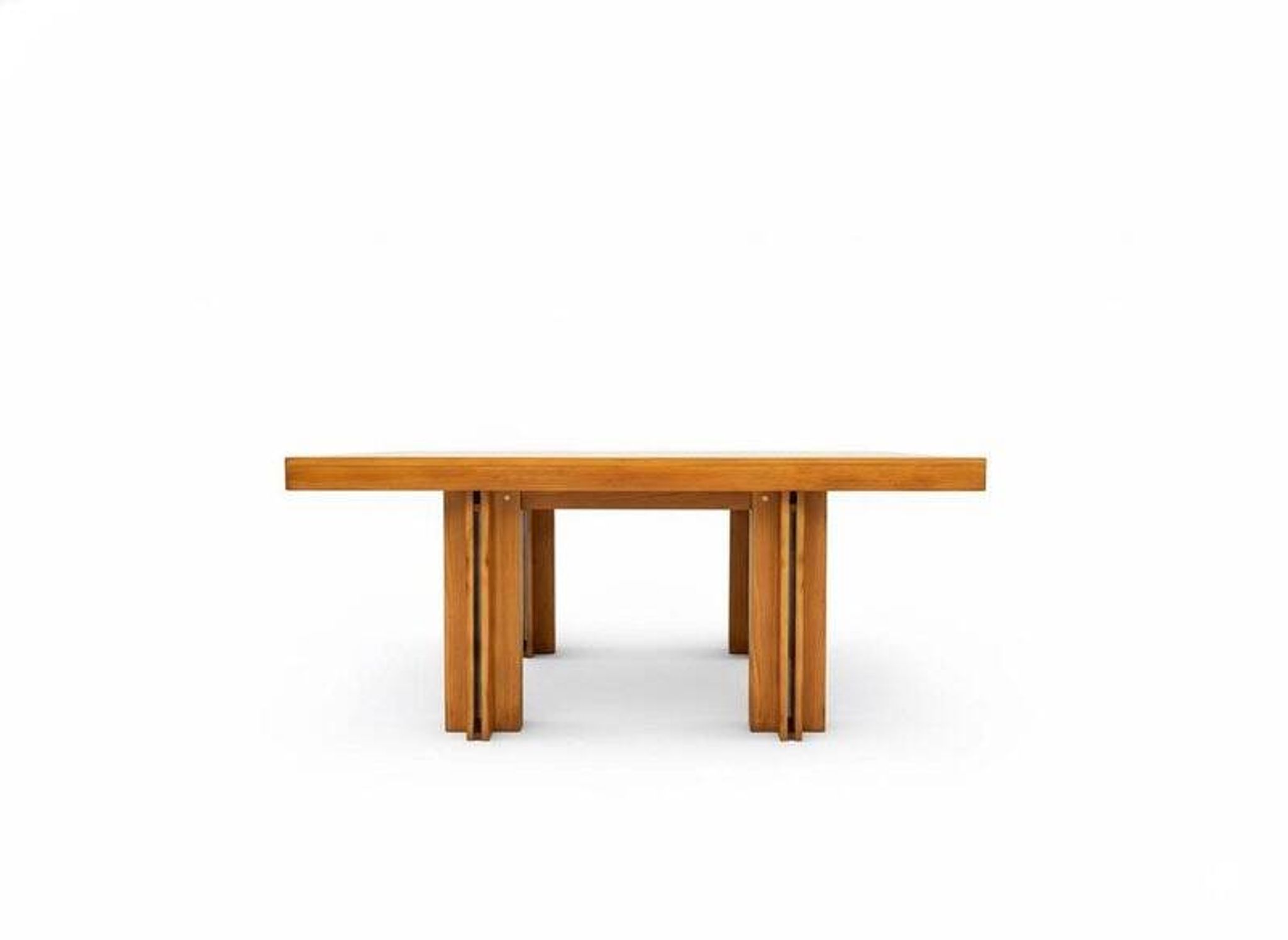 Wooden Quatour Table attributed to Carlo Scarpa for Gavina, Italy, 1973