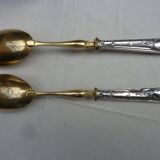 Filled silver salad serving cutlery, minerva hallmark