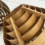 Pair of Hans-Agne Jakobsson pendant lights in pine veneer – AB Ellysett