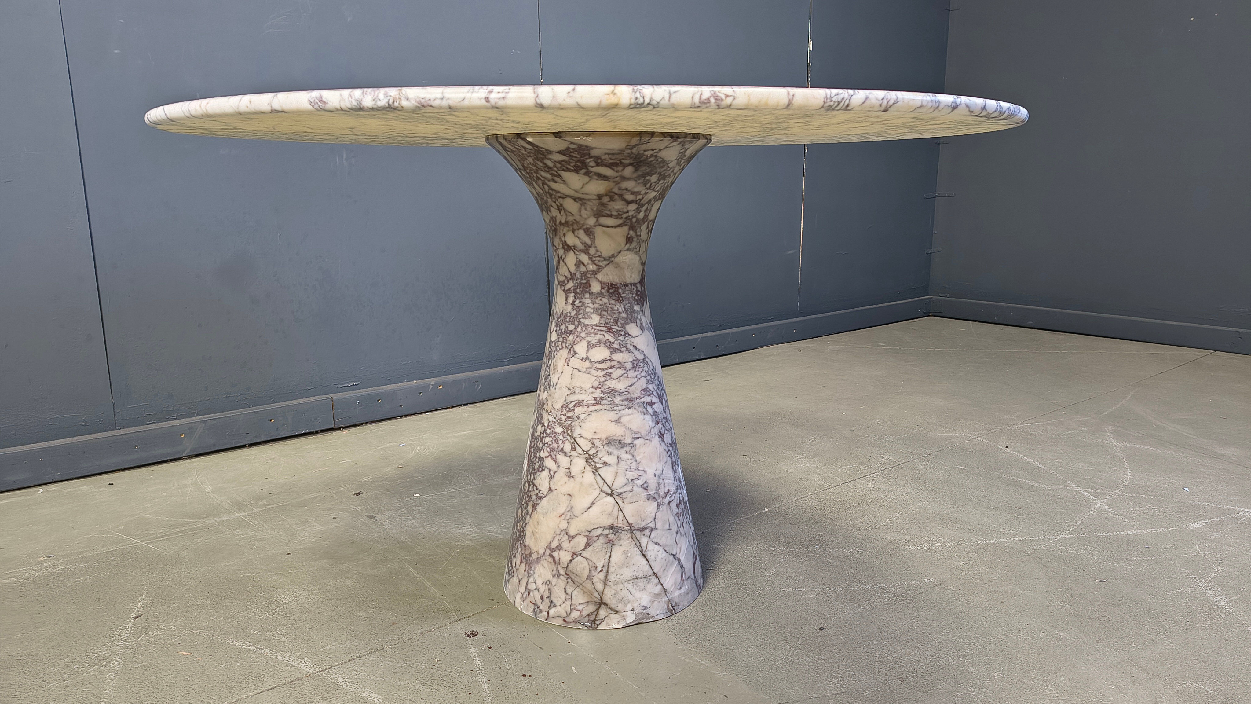 Vintage round marble dining table, 1970s