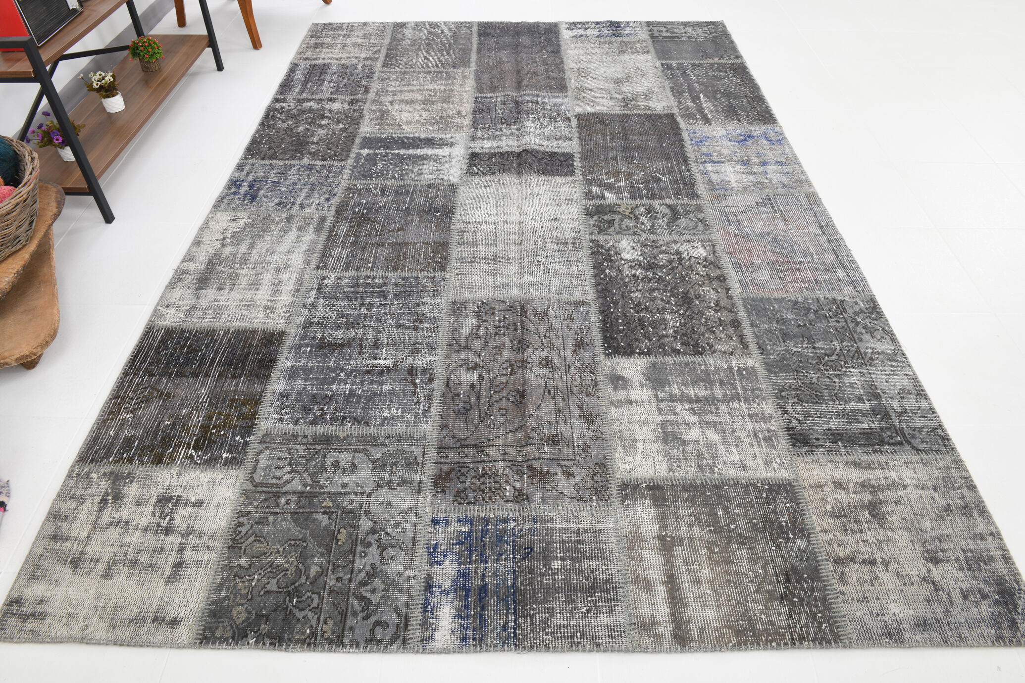 Turkish vintage oushak patchwork rug