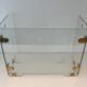 Three-Panel Folding Fire Screen with Clear Glass and Brass Hinges Ova