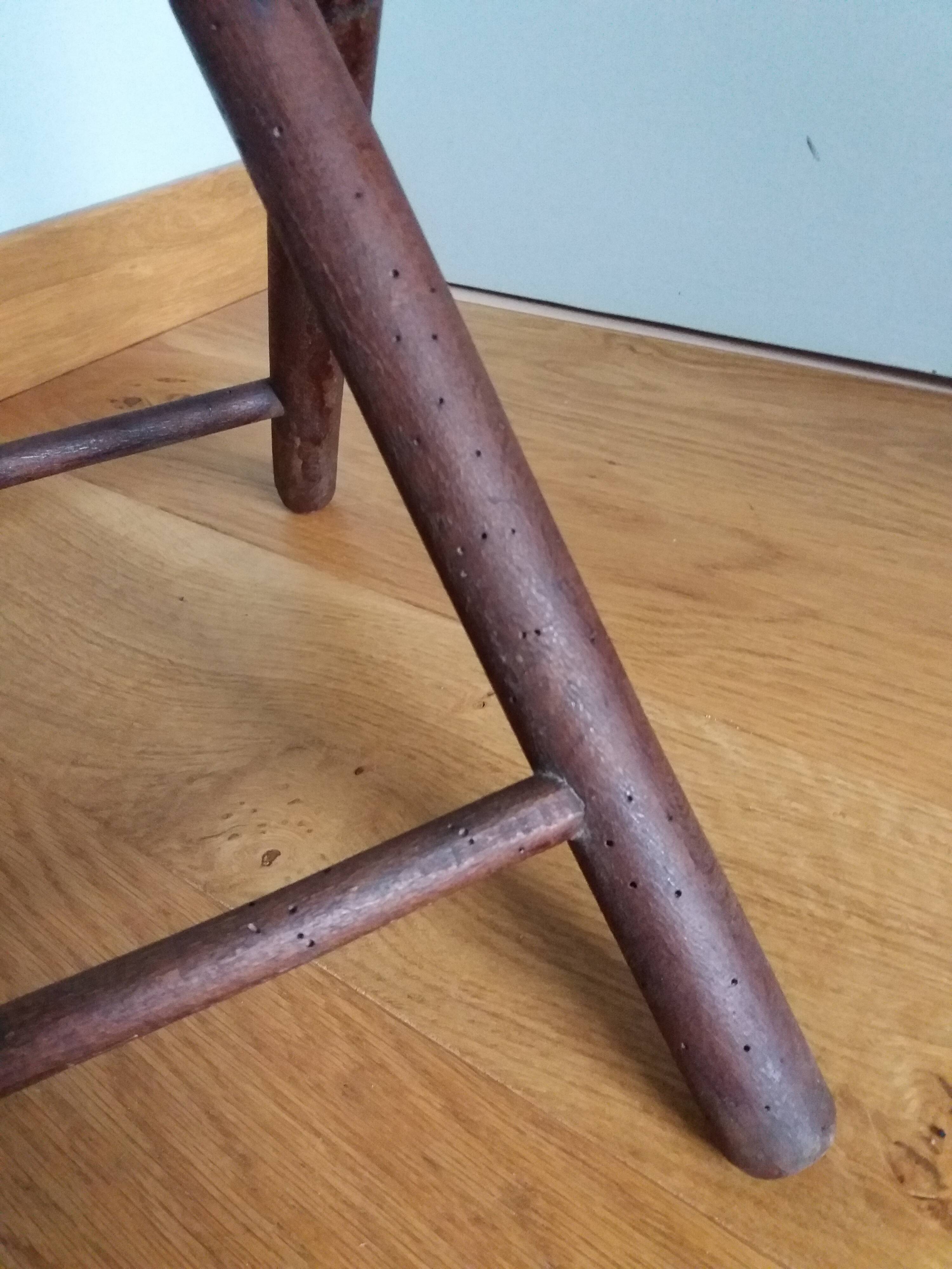 Folding wooden stool