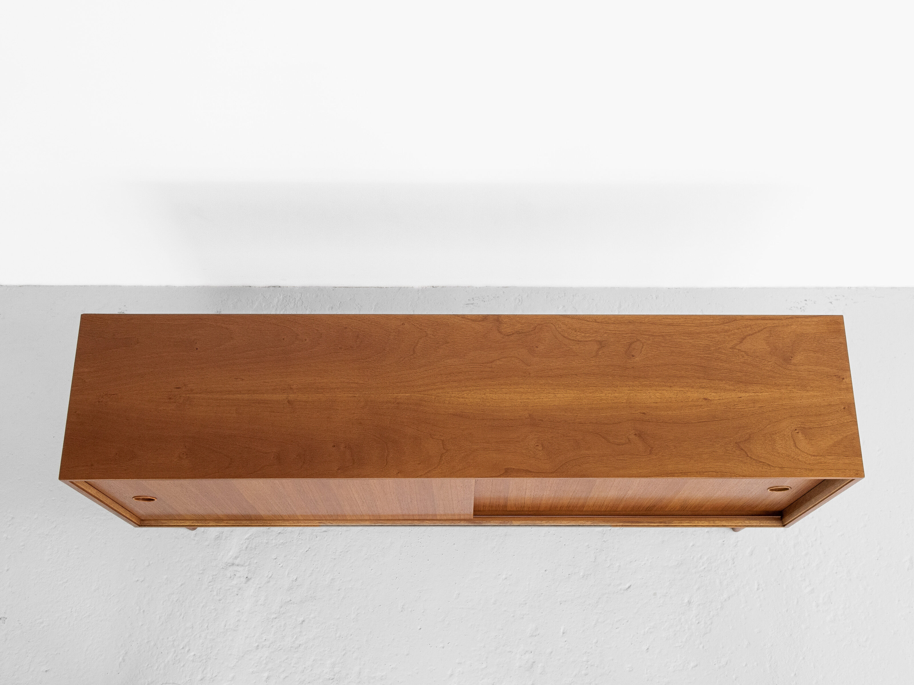 Midcentury sideboard in cherry wood with 2 sliding doors 1960s