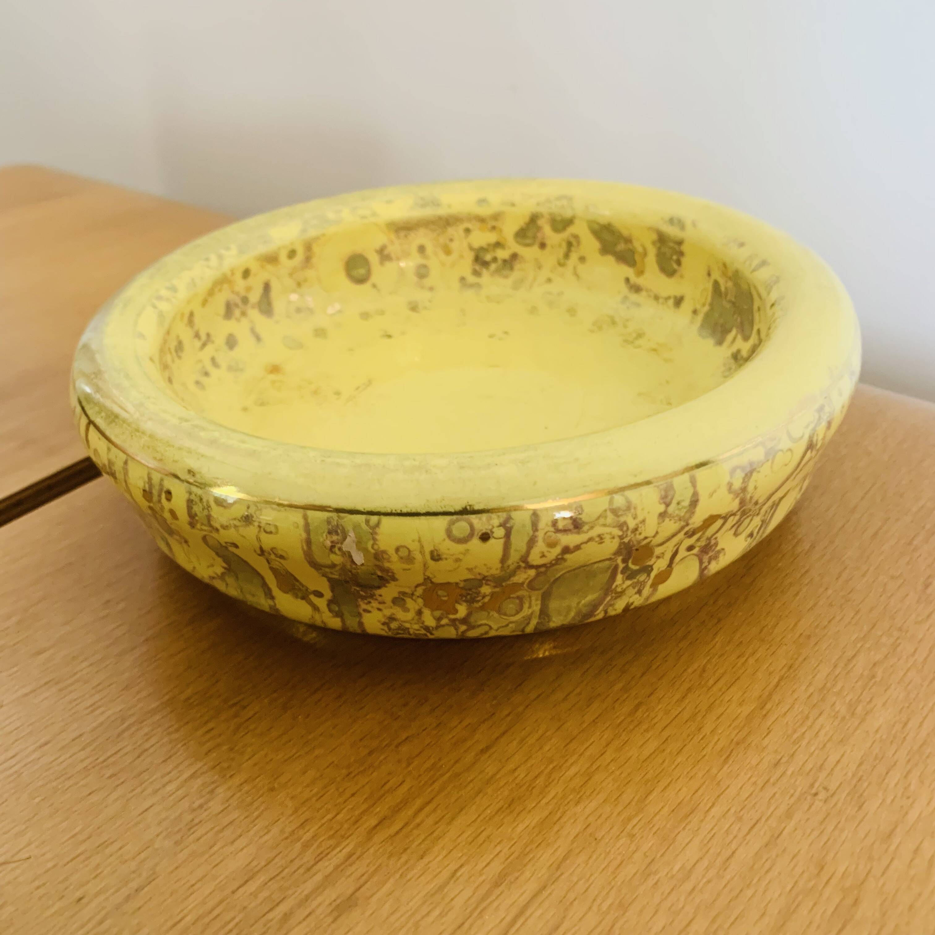 Yellow and gold catch-all, Jean Mazeaud & Faverot, Ateliers Sèvres MF