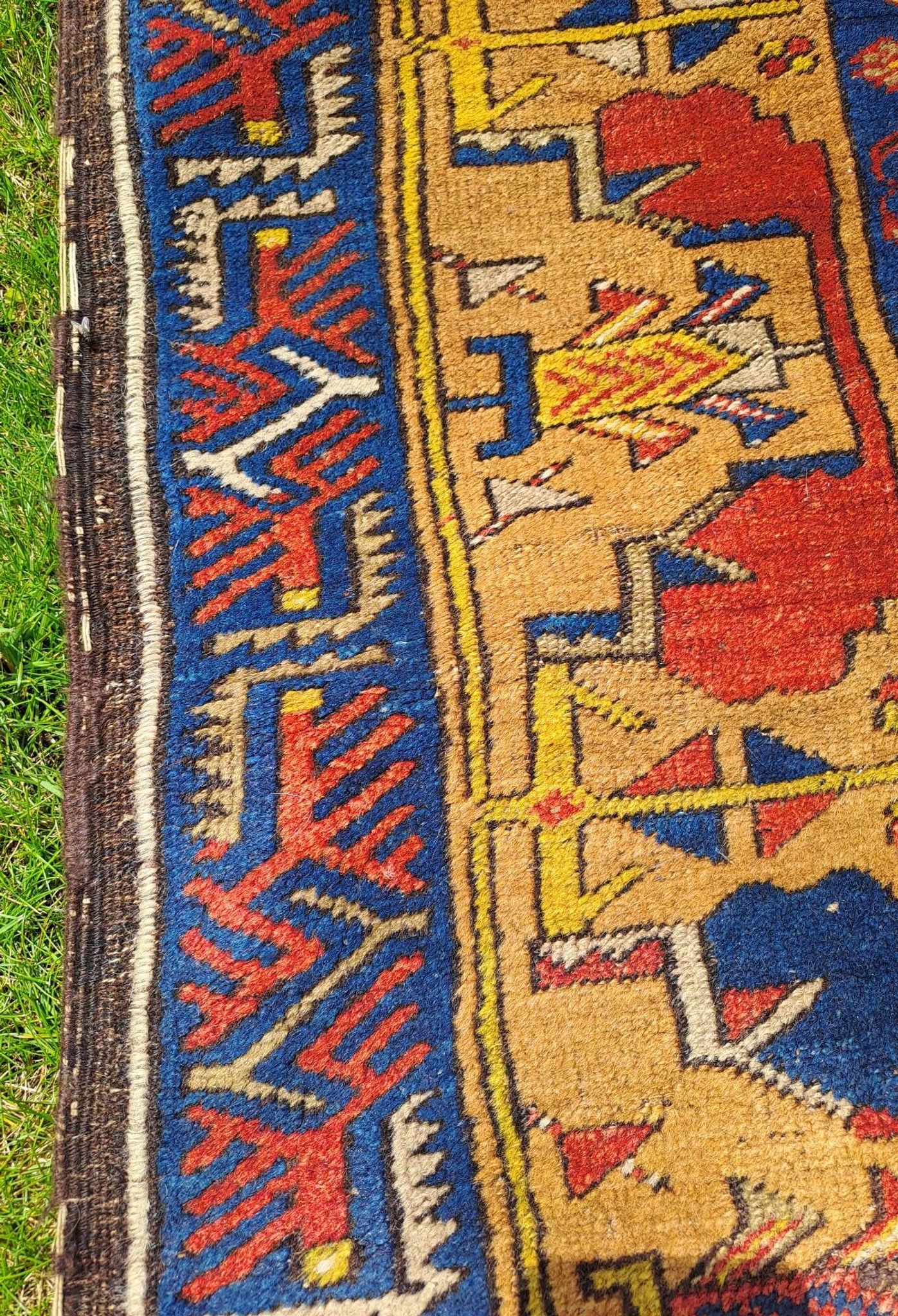 Turkish YAHYALI vintage anatomy rug handmade in wool - 131 x 227