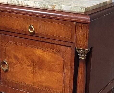 Empire-style bedside table in mahogany