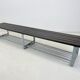 Vintage industrial metal & wood slatted bench, 1950's