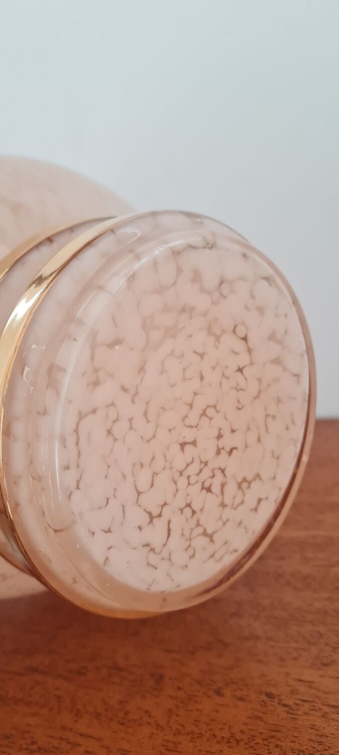 Glass vase of pink clicy 1950