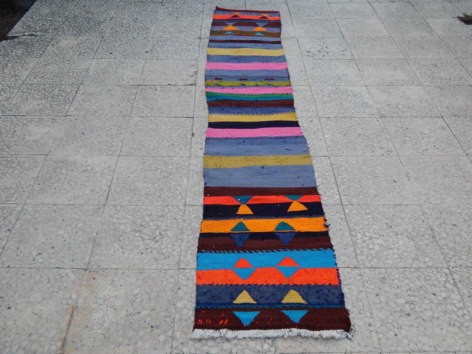 Vintage Turkish hallway rug 47x248 cm