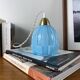 Vintage blue opaline glass tulip portable lamp