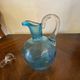 Night carafe in blue tones waffle glass with cabochon early 20th century