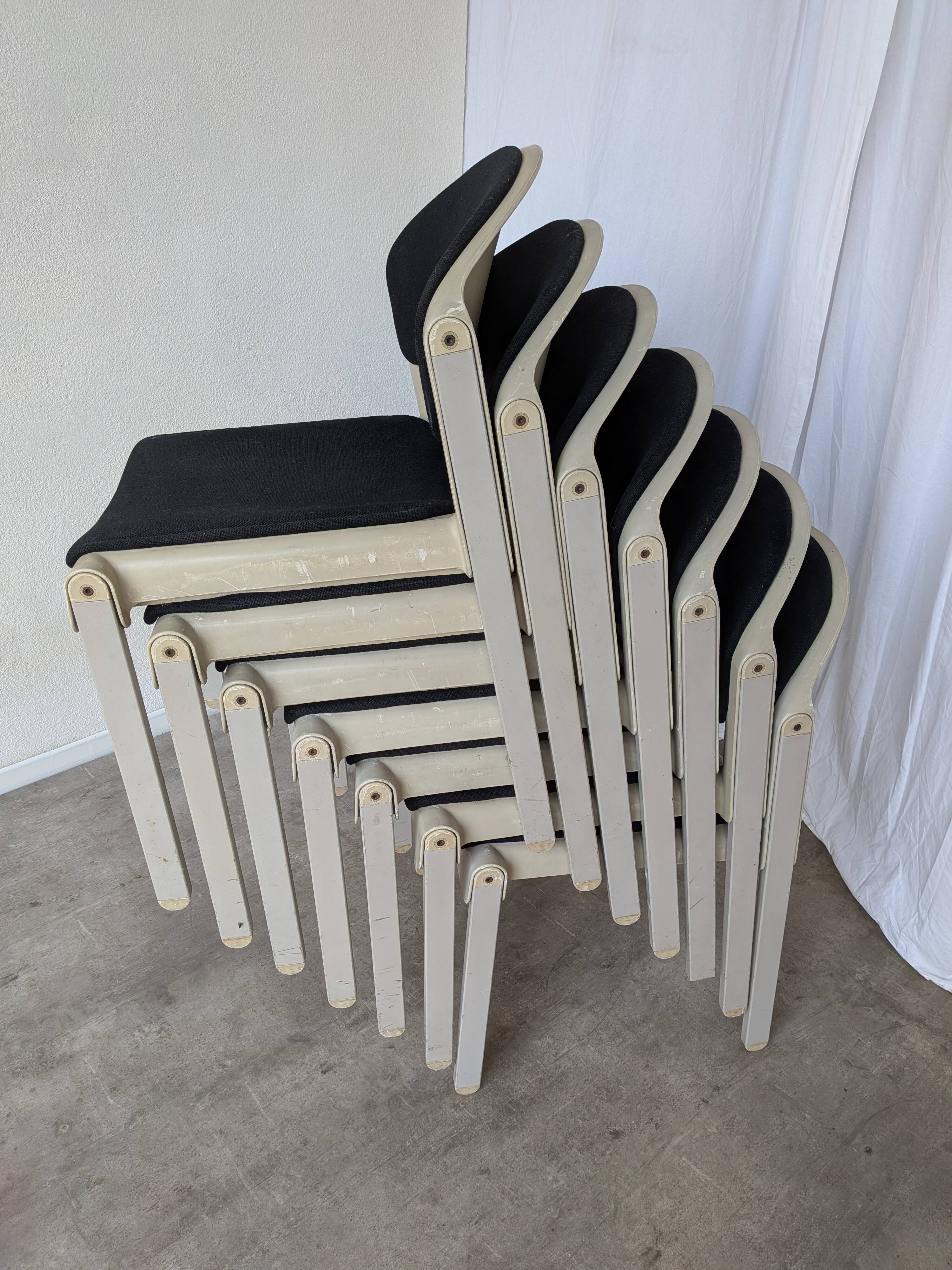 Set of 8 Vintage Aeon Mondial Stackable Chair / Dutch Postmodern Dining Cha