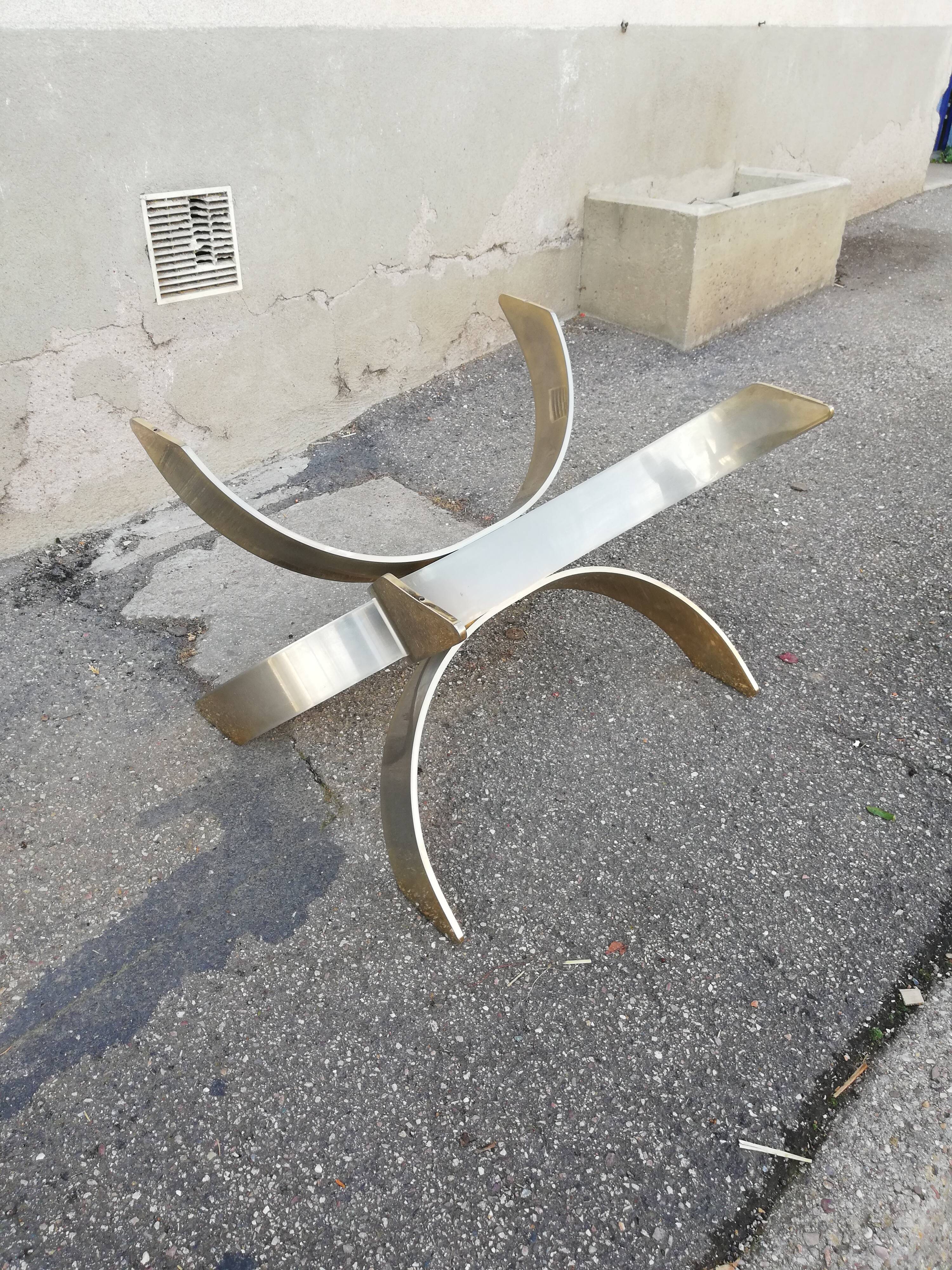 Vintage metal coffee table and smoked glass
