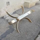 Vintage metal coffee table and smoked glass