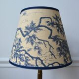 Jouy fabric lampshade, blue foliage pattern