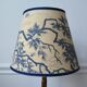 Jouy fabric lampshade, blue foliage pattern