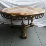 Table basse en laiton marbre et onyx