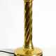 Large 1960s brass column-style table lamp with frosted glass globe