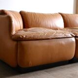 Confidential sofa by Alberto Rosselli for Saporiti in cognac leather, Italy 1970s