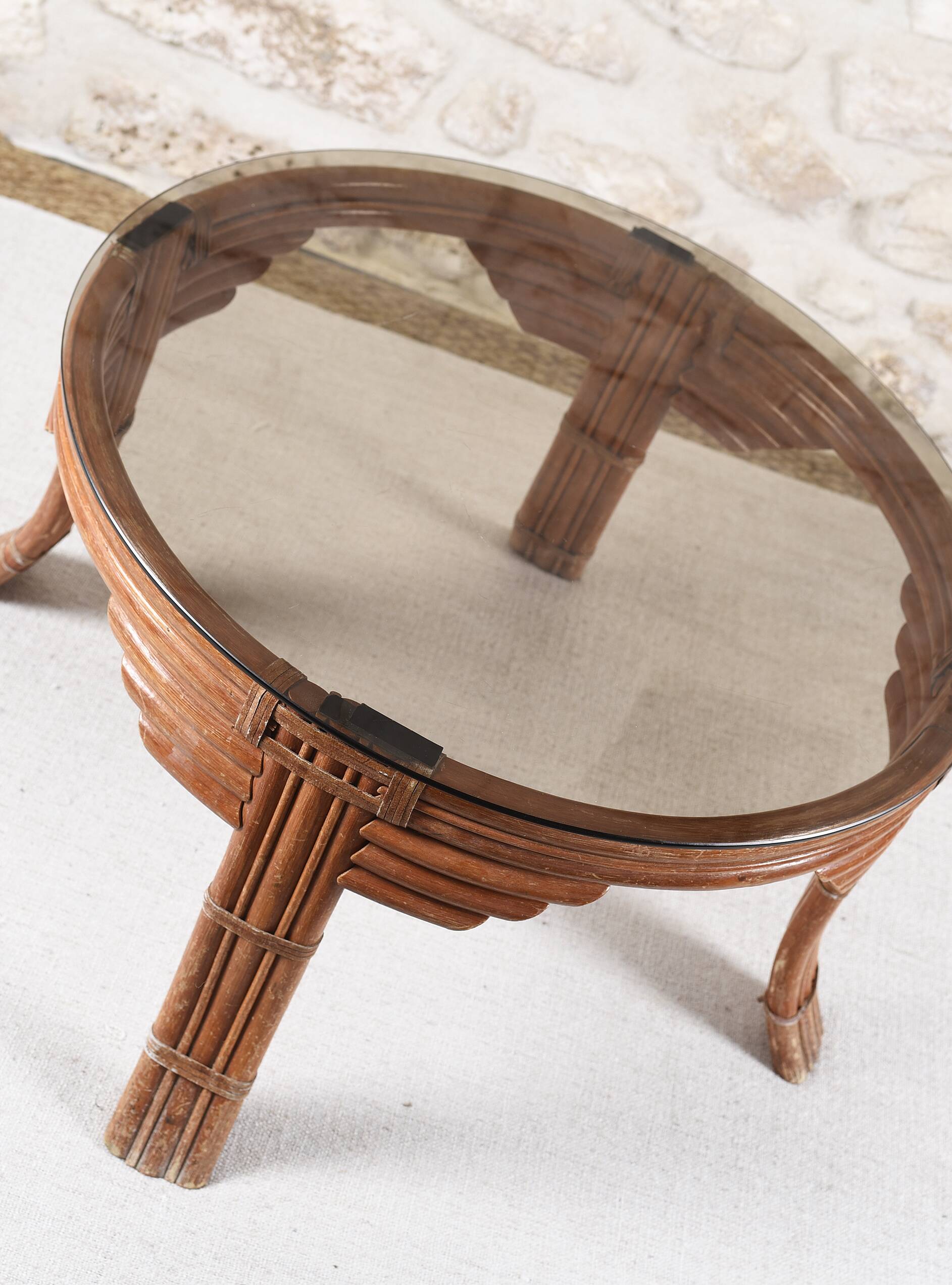 Vintage rattan coffee table