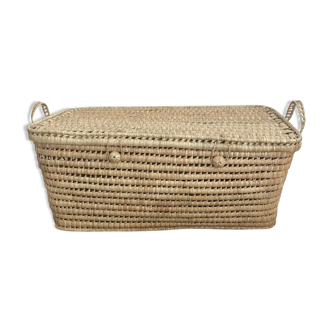 Storage chest trunk in handmade woven doum natural fibers