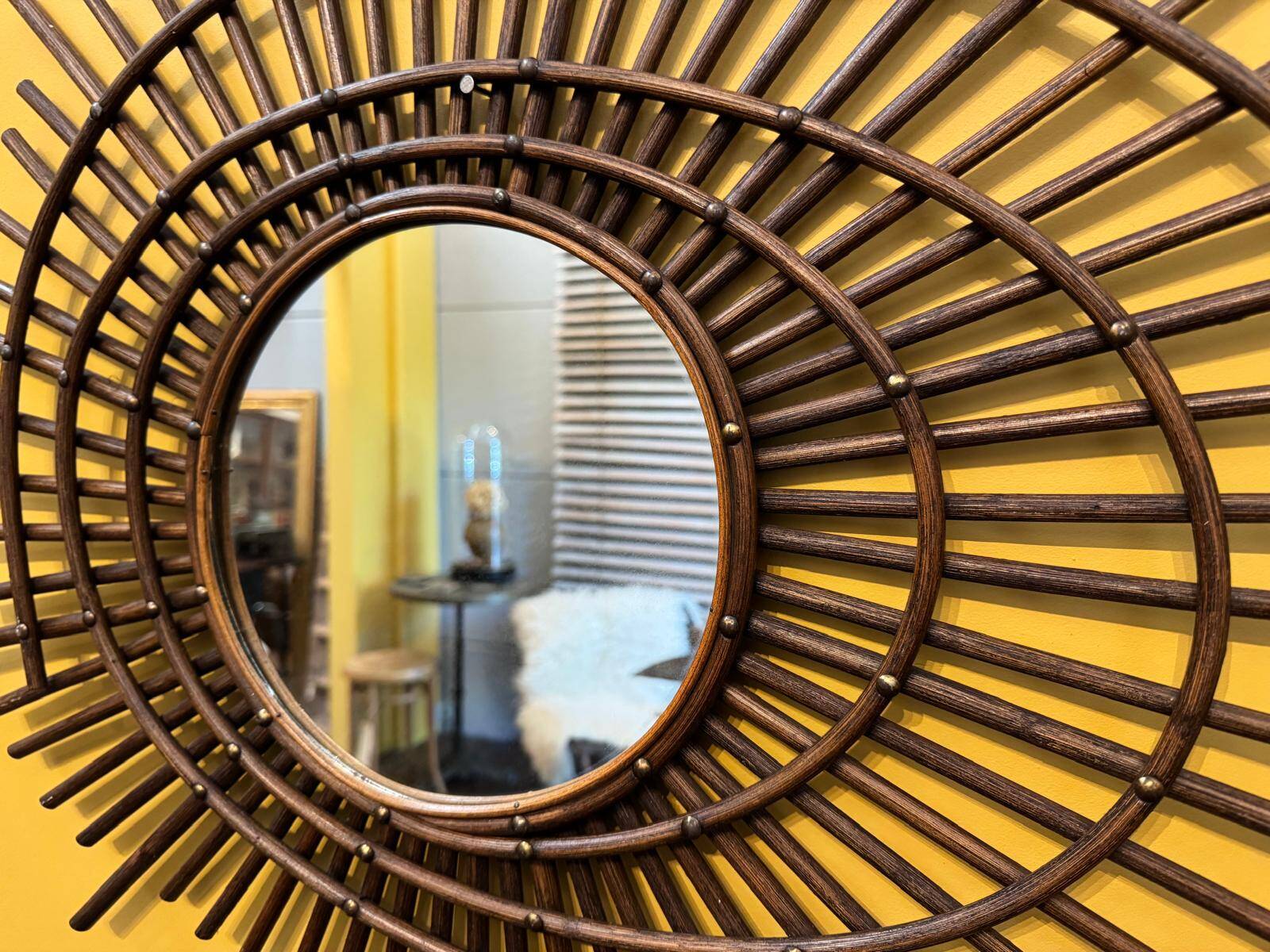 Miroir vintage en rotin ortf