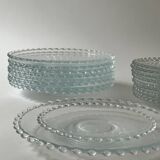 19-piece set of plates and dessert plates in bubbled glass
