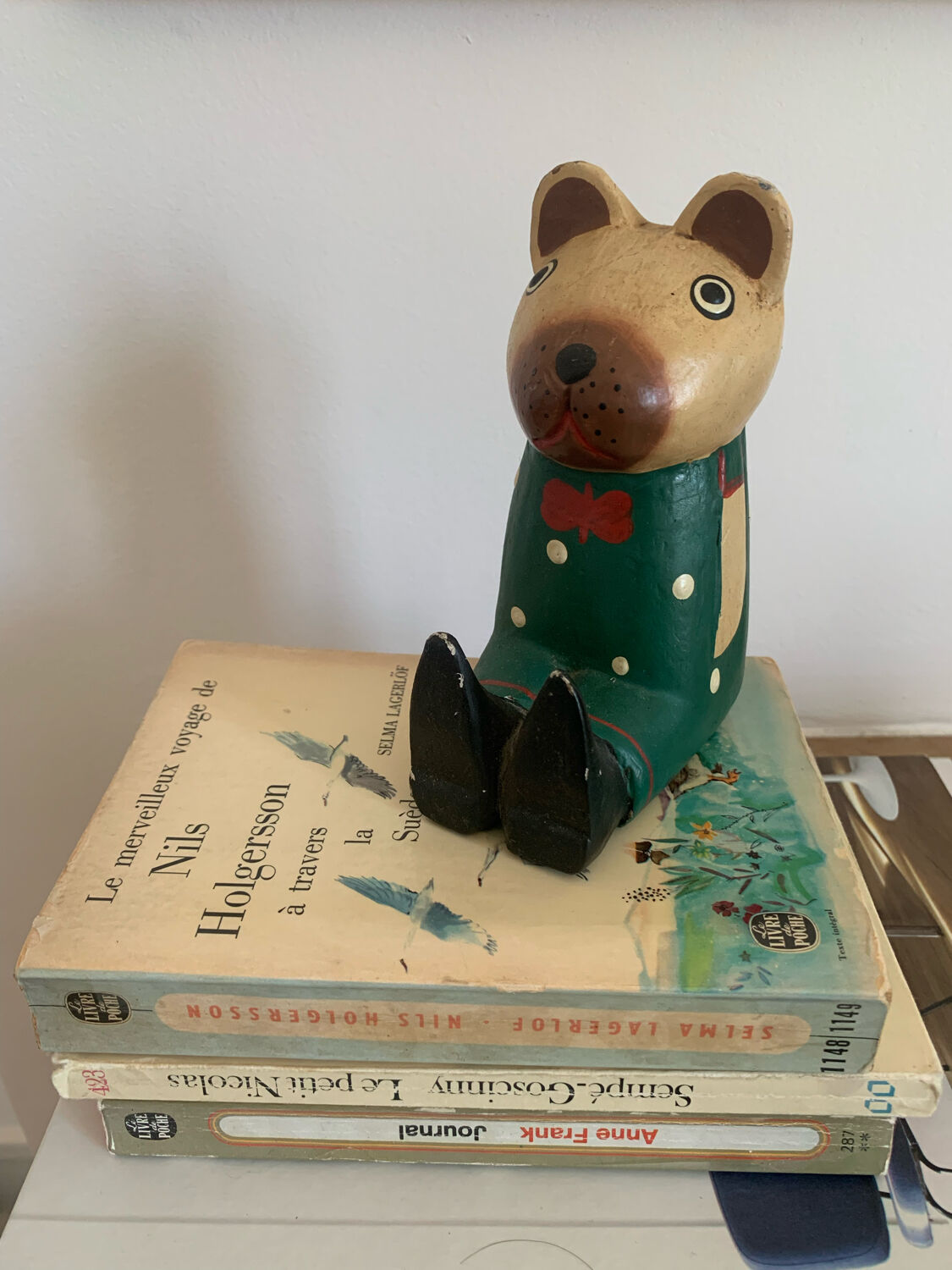 Vintage wooden decorative painted bear from the 60s