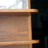 Superb asymmetrical wardrobe in solid walnut, forming a dressing table