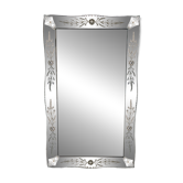 Large antique Venetian mirror – Murano flowers and engravings – 123 x 75 cm