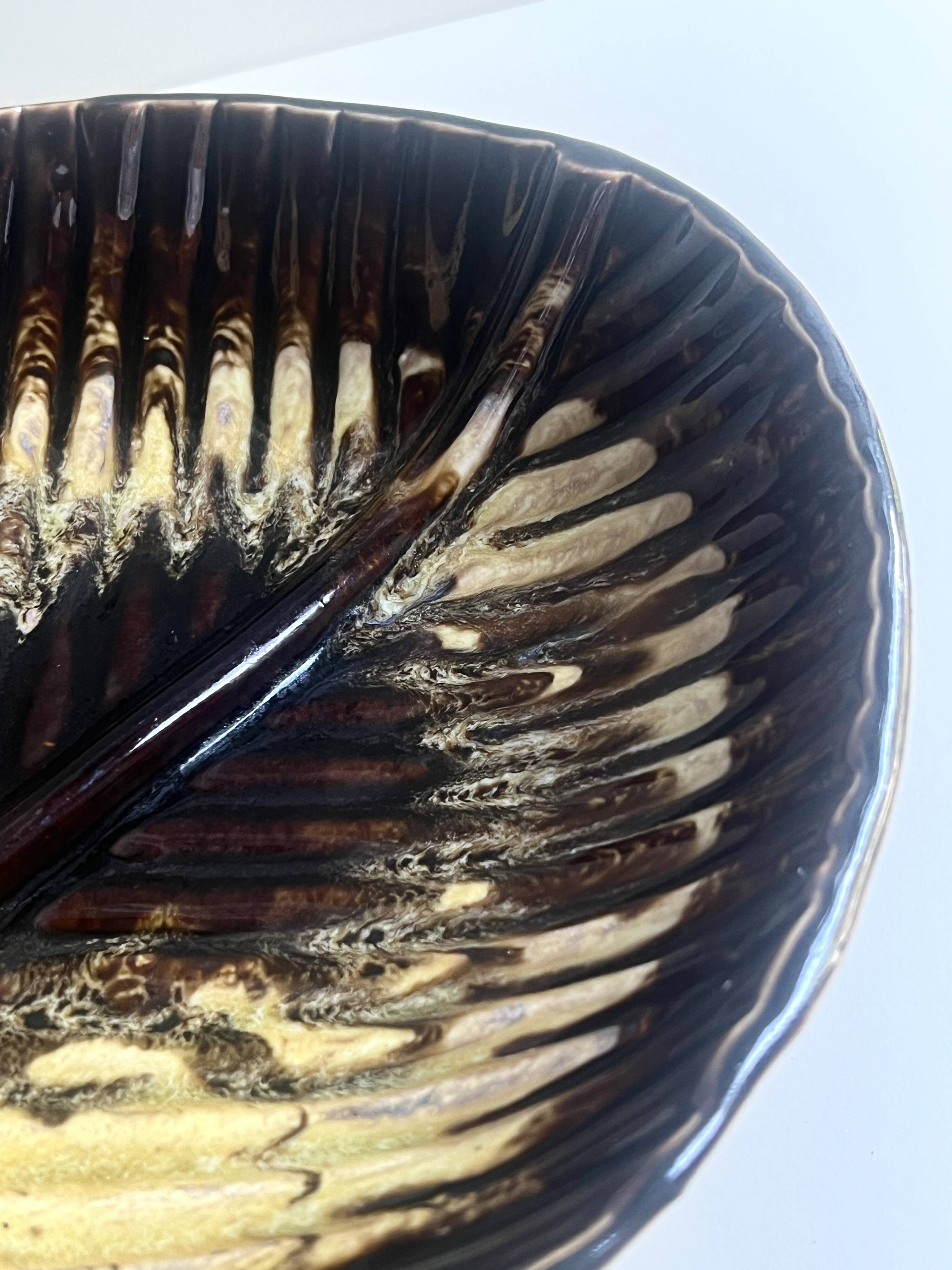 Stylised and signed glazed ceramic salad bowl, France circa 1970.