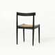 Mid-century dining chair in black laquered wood and cane