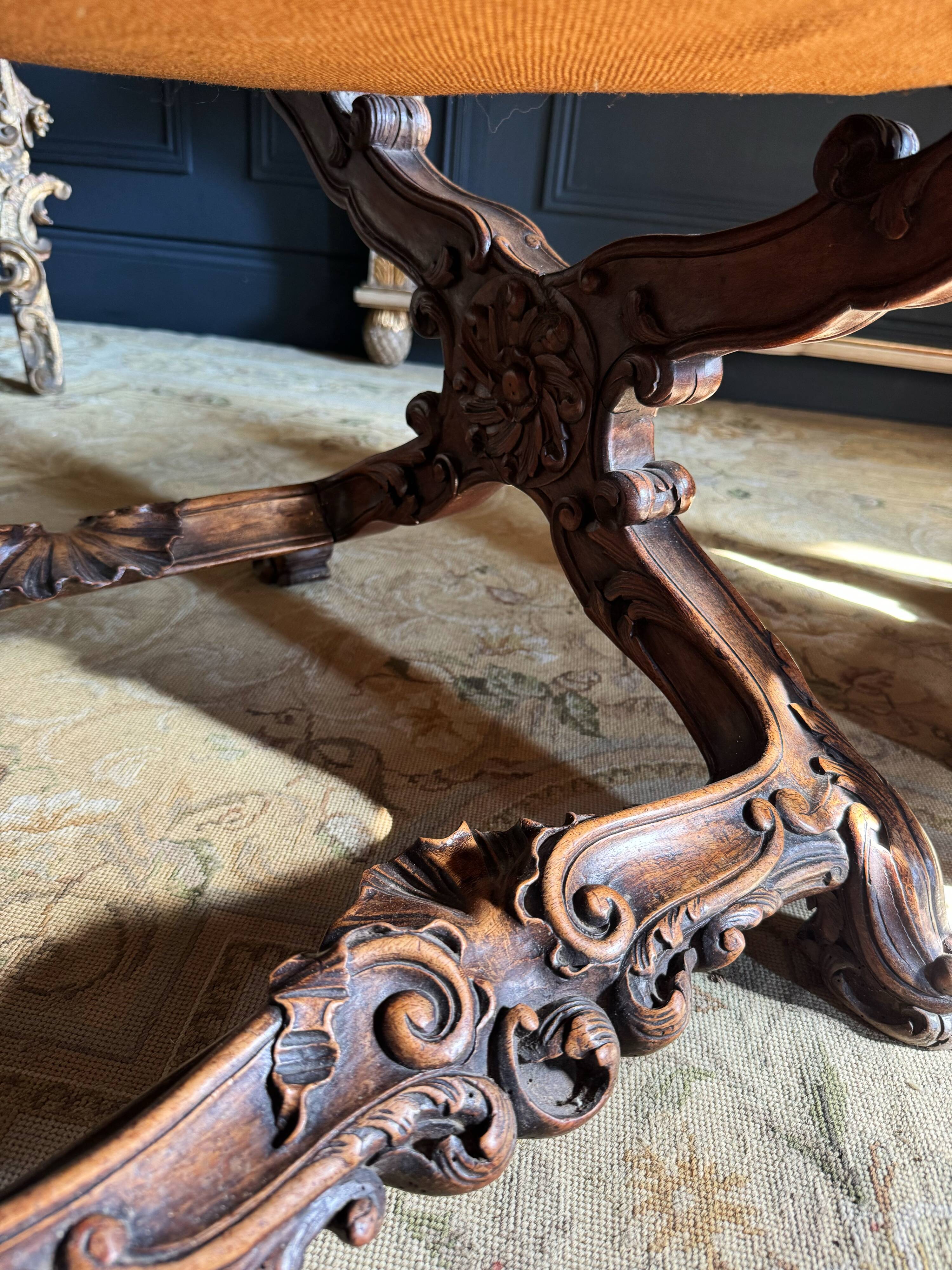 Pair of late 19th century Louis XV style carved wood curules