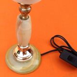 Tulip lamp made of onyx and brass.