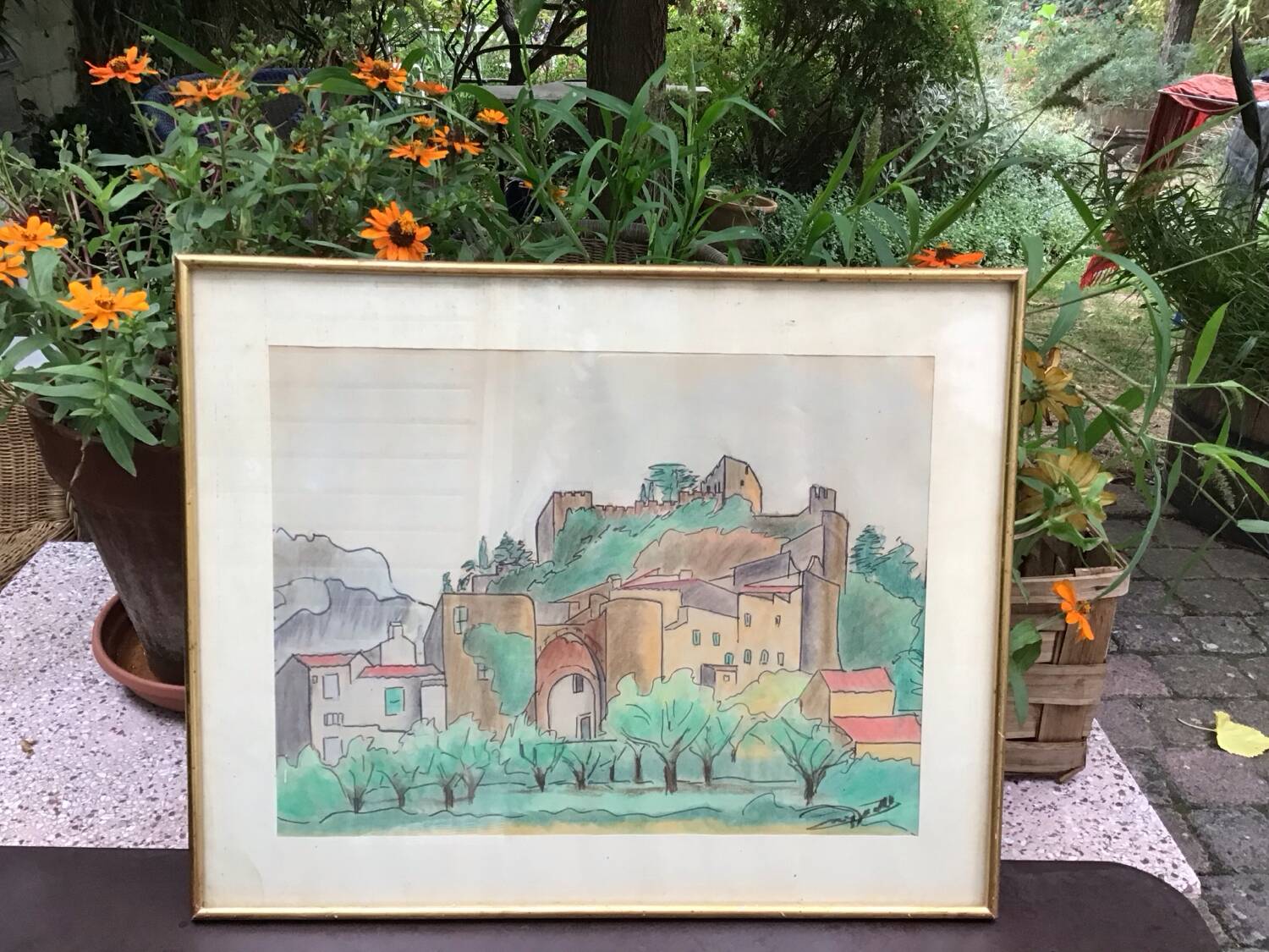 Fortified village painting