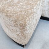 Beige chenille sectional sofa, 3 pieces, 1970s